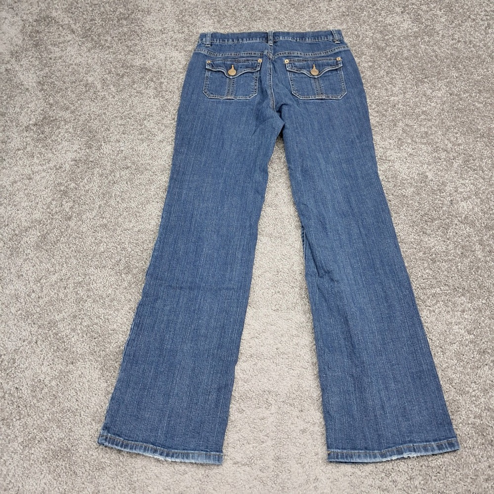 Liz & Co Womens Blue Stretch Straight Leg Jeans Size 6 Patch Pockets Mid Rise - Picture 4 of 10